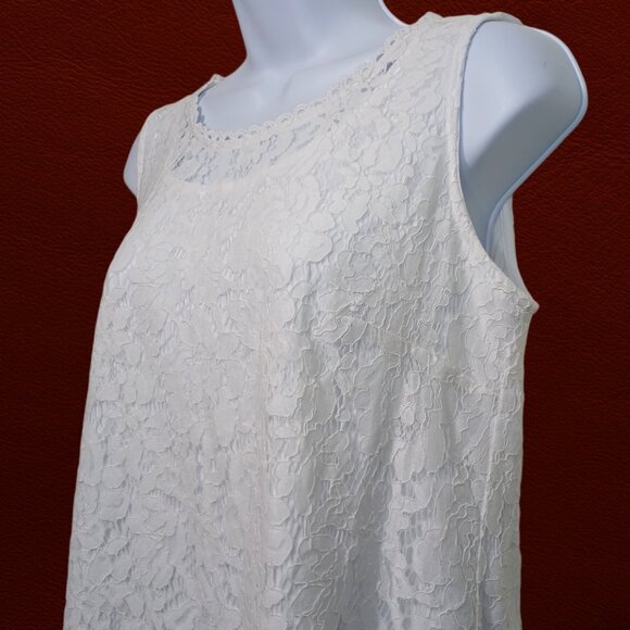 Isaac Mizrahi Live! White Floral Lace Loft Petite Sleeveless Tank Top Blouse S/M - Picture 4 of 12